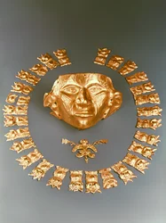 Maske, Vogelanhänger und Plaketten, Cauca